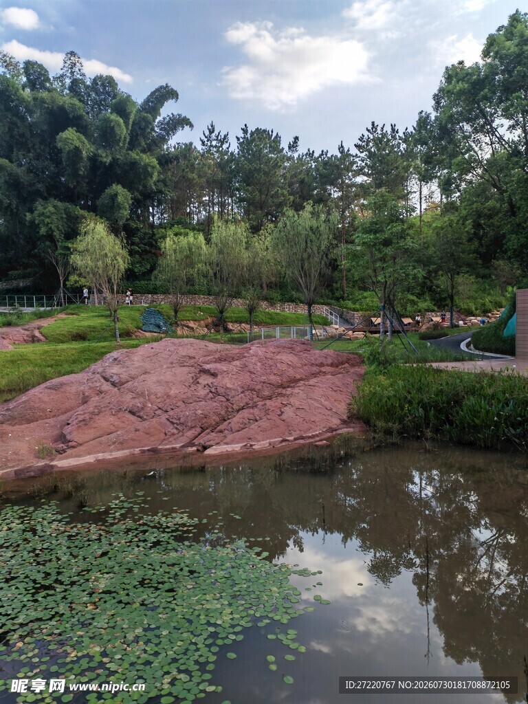 湖畔绿地风光