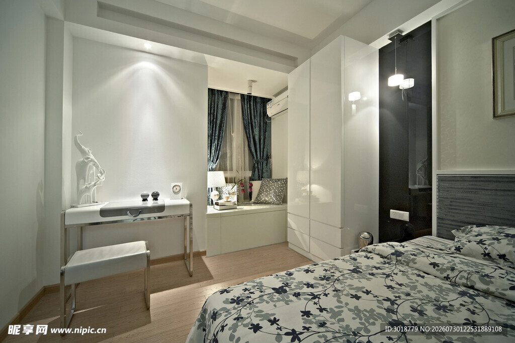 简约现代风格卧室室内图