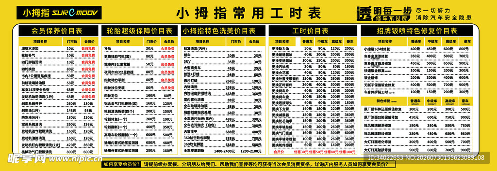 小拇指常用工时表 修车 汽修