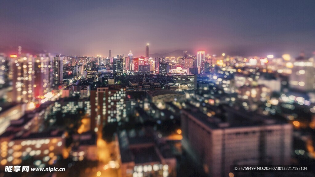 城市璀璨夜景俯瞰图