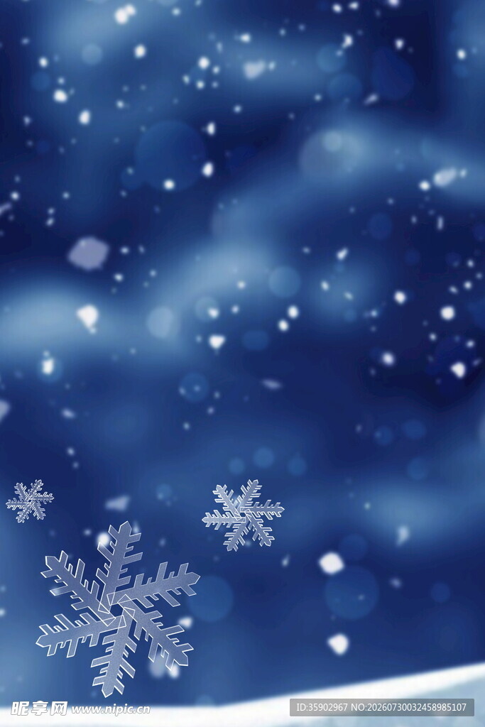 梦幻蓝色飘雪背景图
