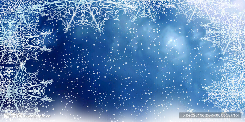 梦幻蓝色雪花背景图