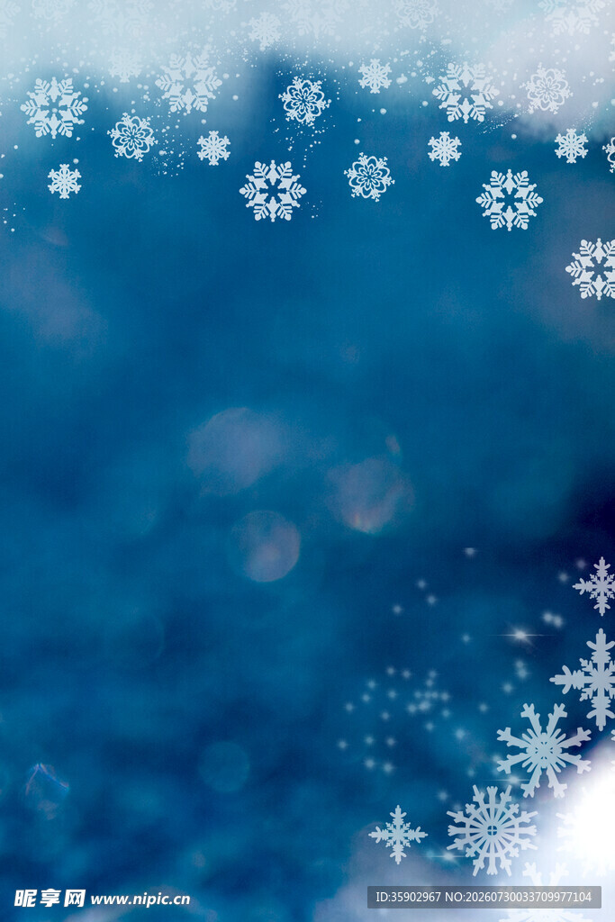 蓝色雪花背景图