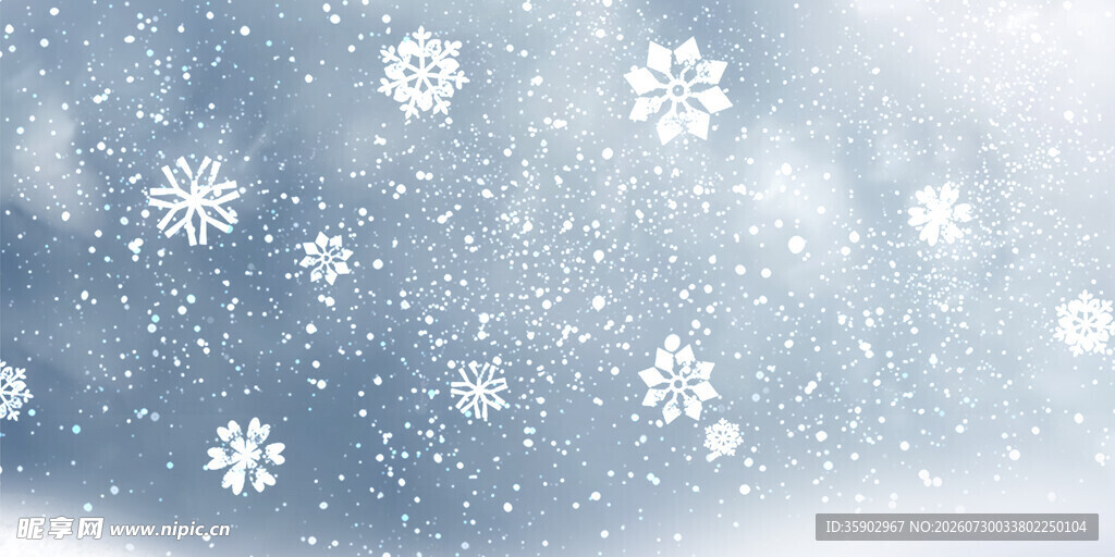 梦幻雪景雪花飘落背景图