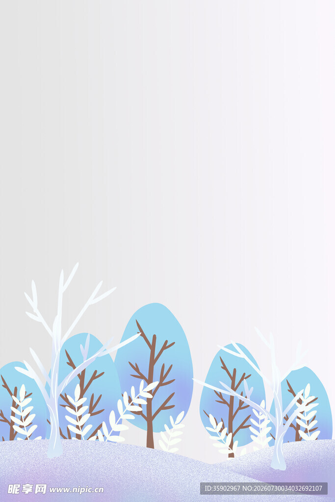 冬日雪景中的树木景观