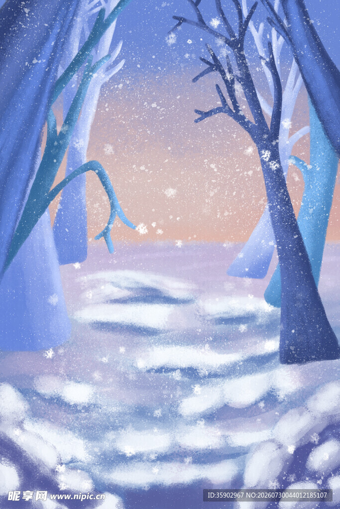 冬日雪林梦幻风景