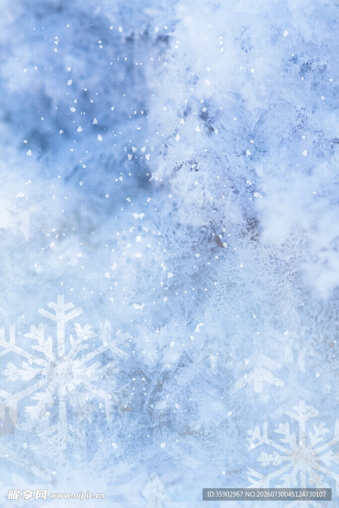 梦幻蓝色雪花背景图