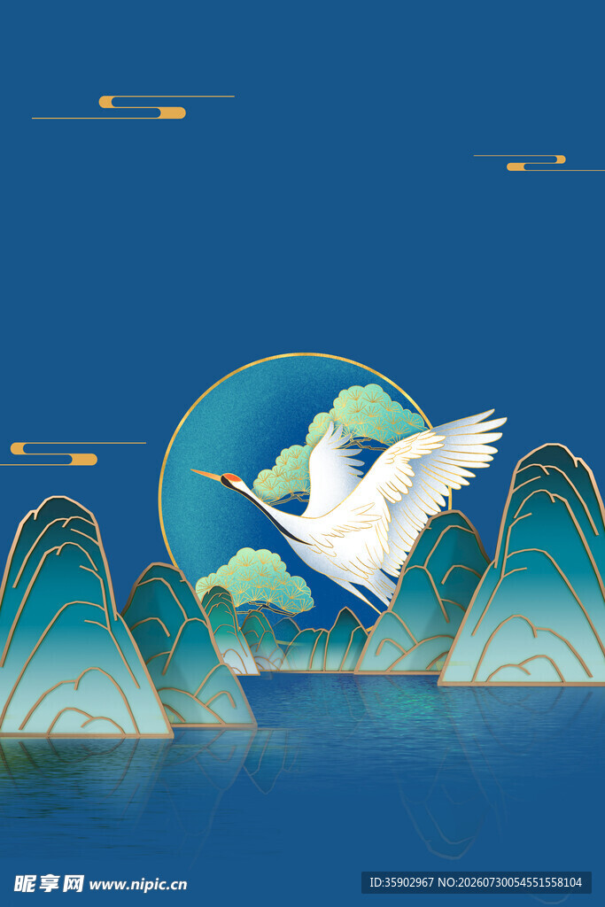 白鹭翔于山水间的诗意画面