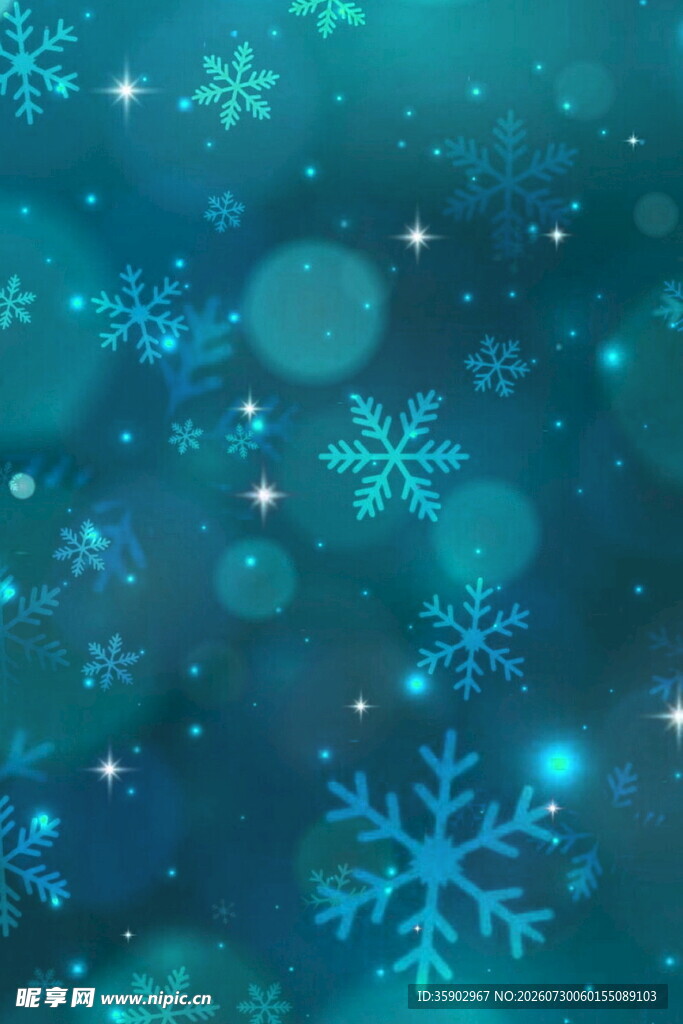 梦幻蓝色雪花背景图案