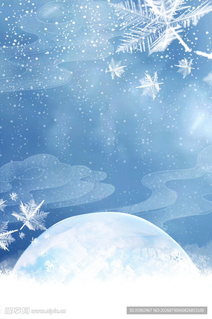 梦幻雪景中的皎洁明月