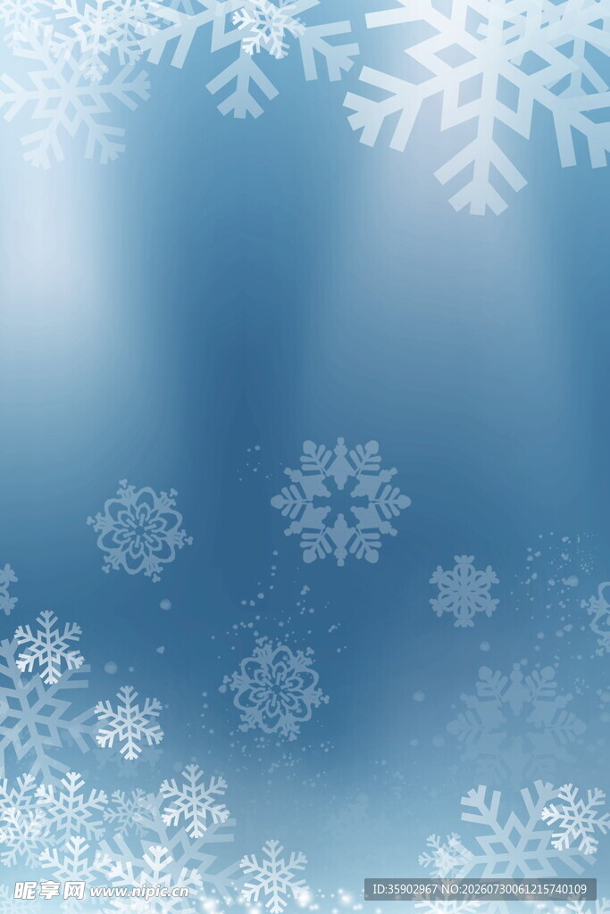 梦幻蓝色雪花背景图