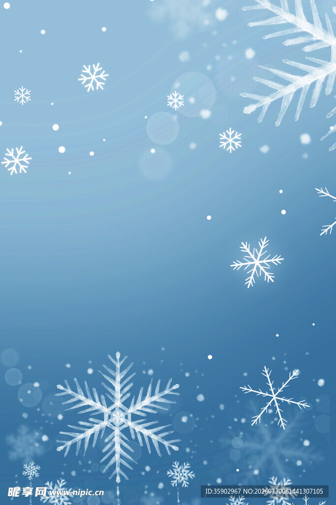 蓝色雪花背景图