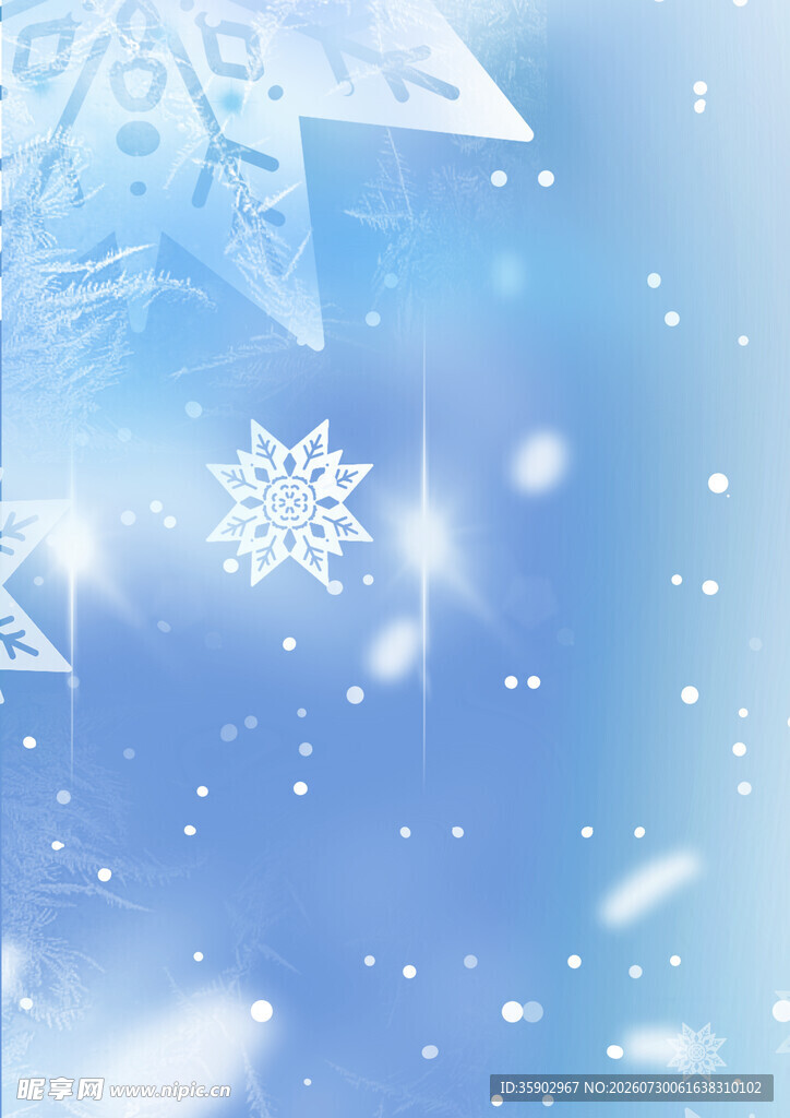 梦幻蓝色雪花背景图