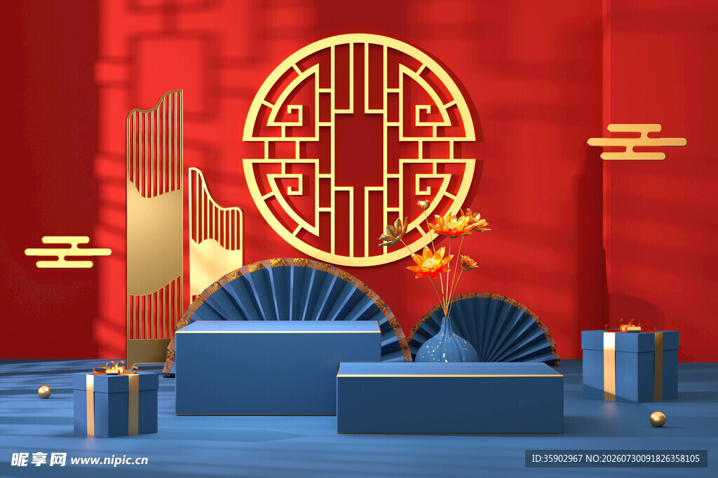 中式喜庆场景沙发布置