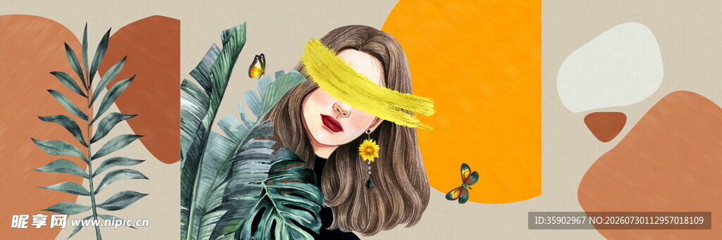 戴眼镜的时尚绿植女孩