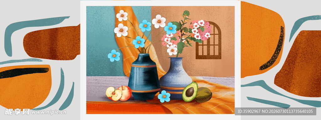 花瓶插花艺术装饰画