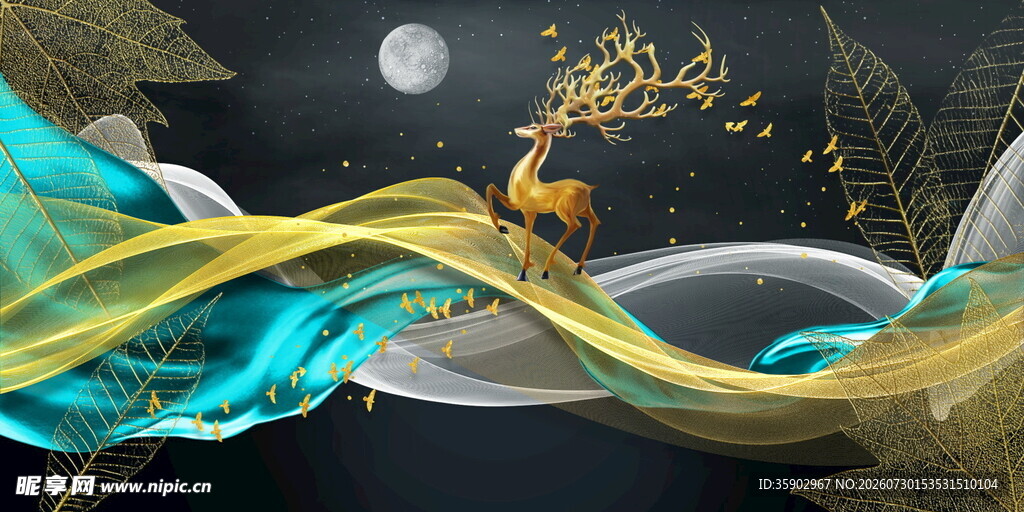 梦幻色彩飘带与神秘元素