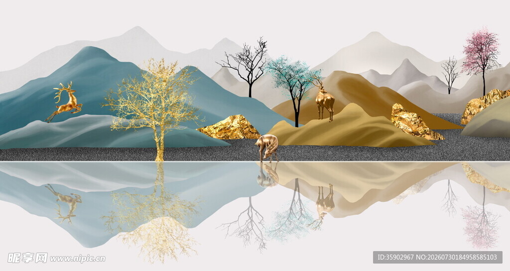 山水倒影间的诗意风景