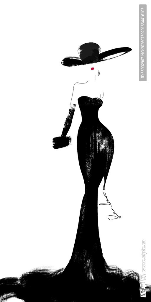 优雅女士剪影时尚氛围感