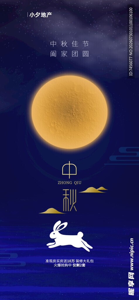 月夜下的跳跃白兔