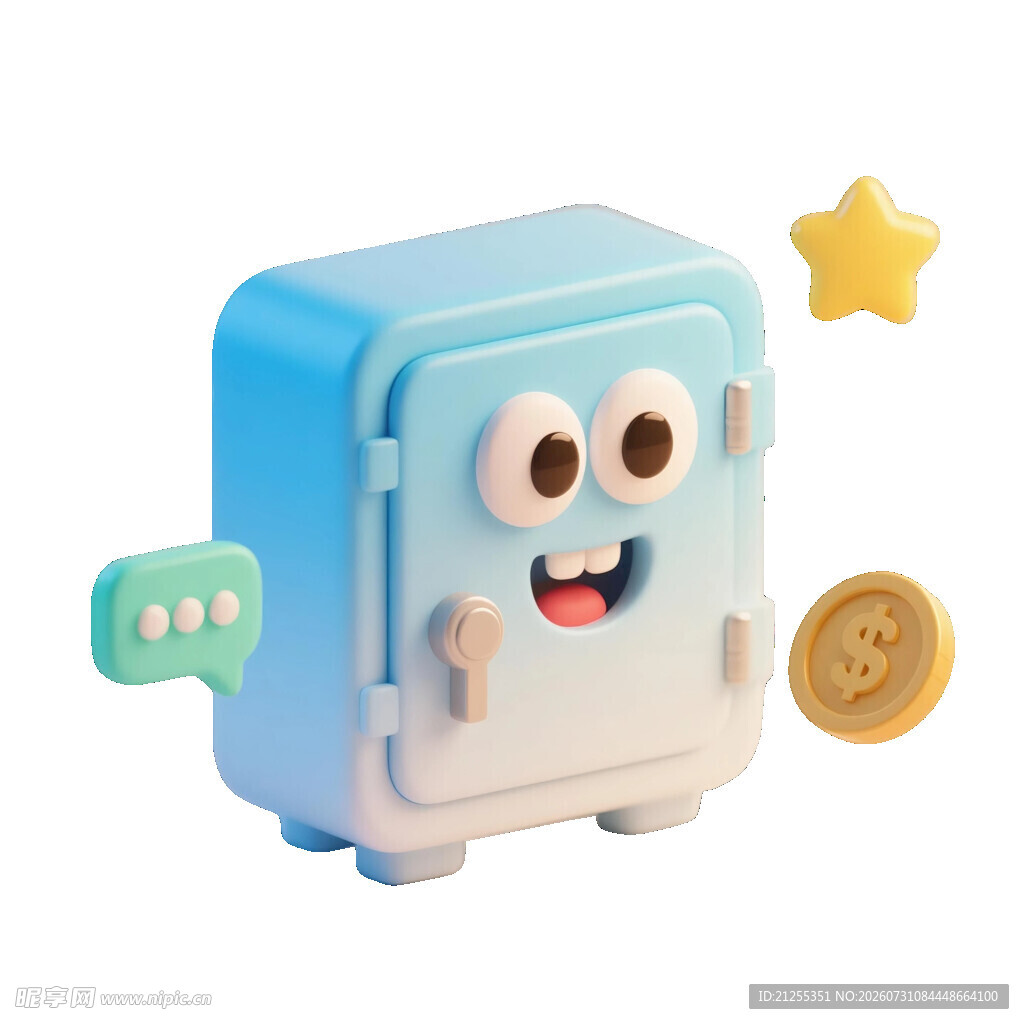可爱冰箱玩偶与星星硬币