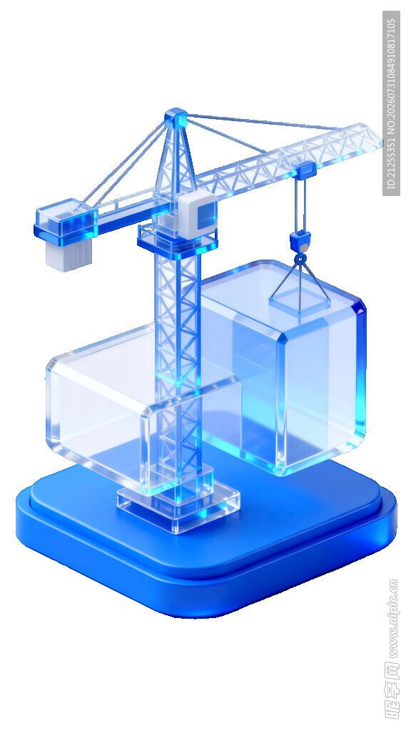 蓝色塔式起重机3D模型