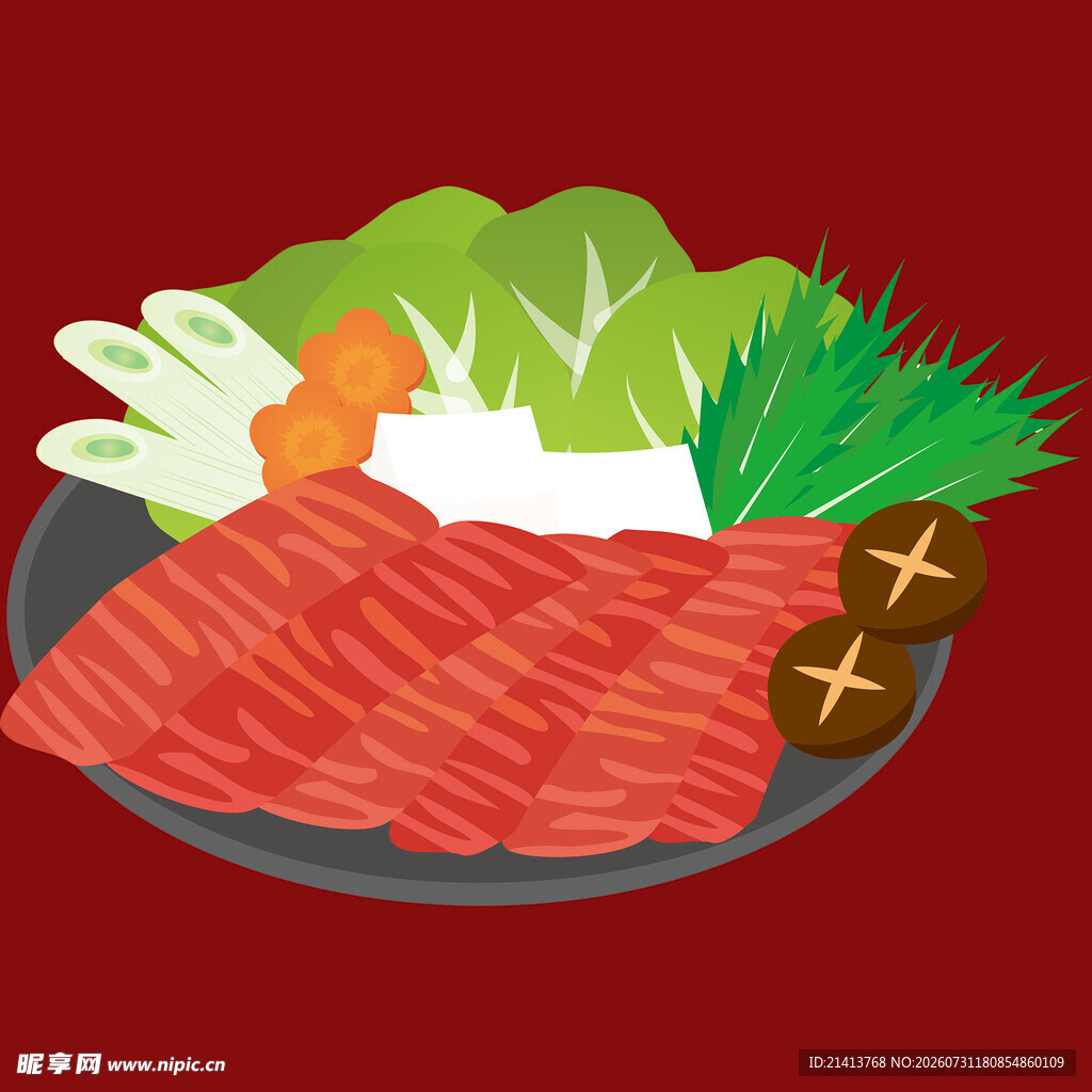 美味生鲜肉片与蔬菜拼盘