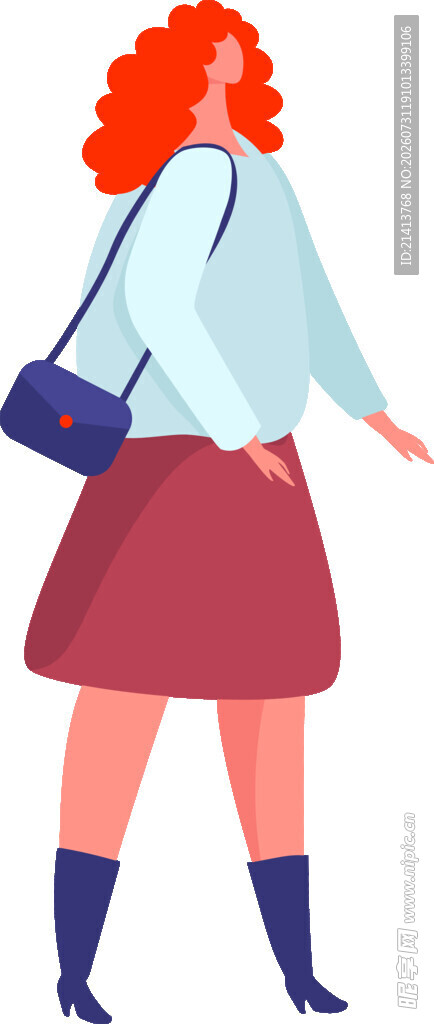 红发女子时尚出行装扮
