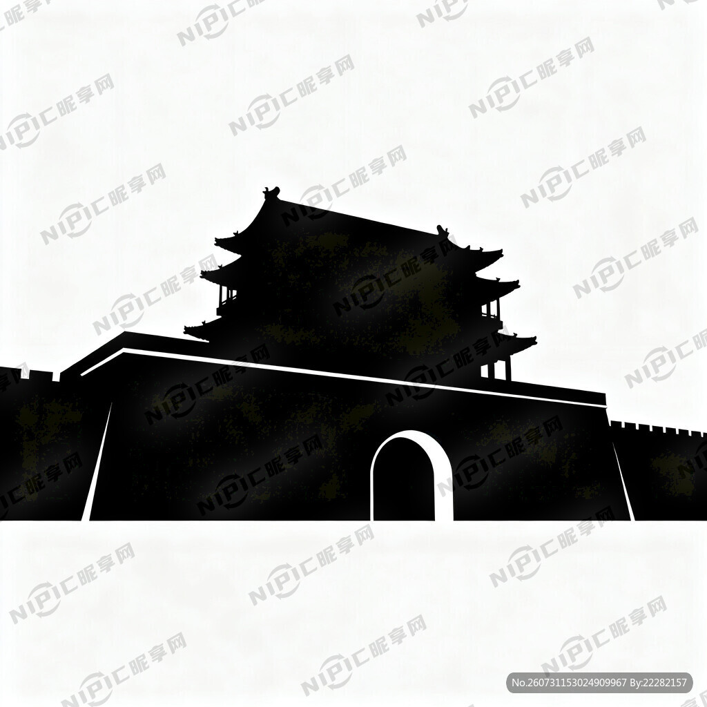 德胜门剪影图