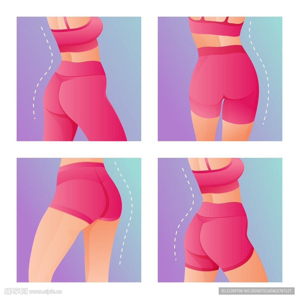 女性运动服饰多角度展示图