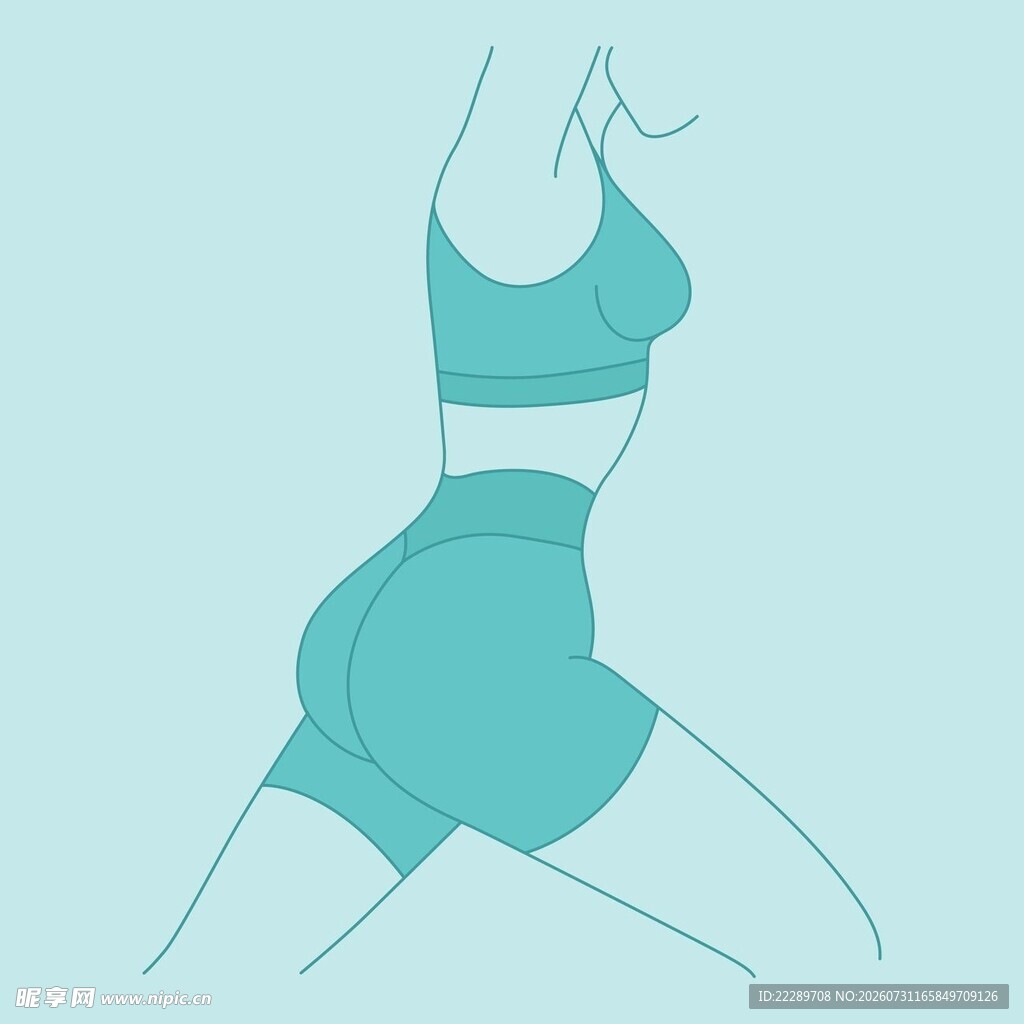 女性健身姿态剪影
