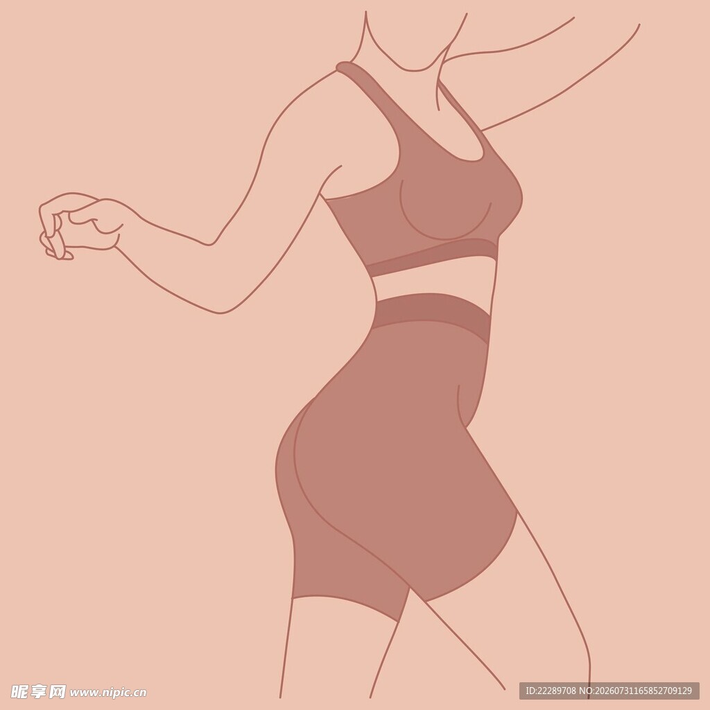 动感健身女性线条描绘