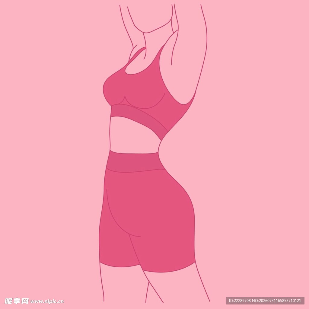 粉色运动装女性简约插画