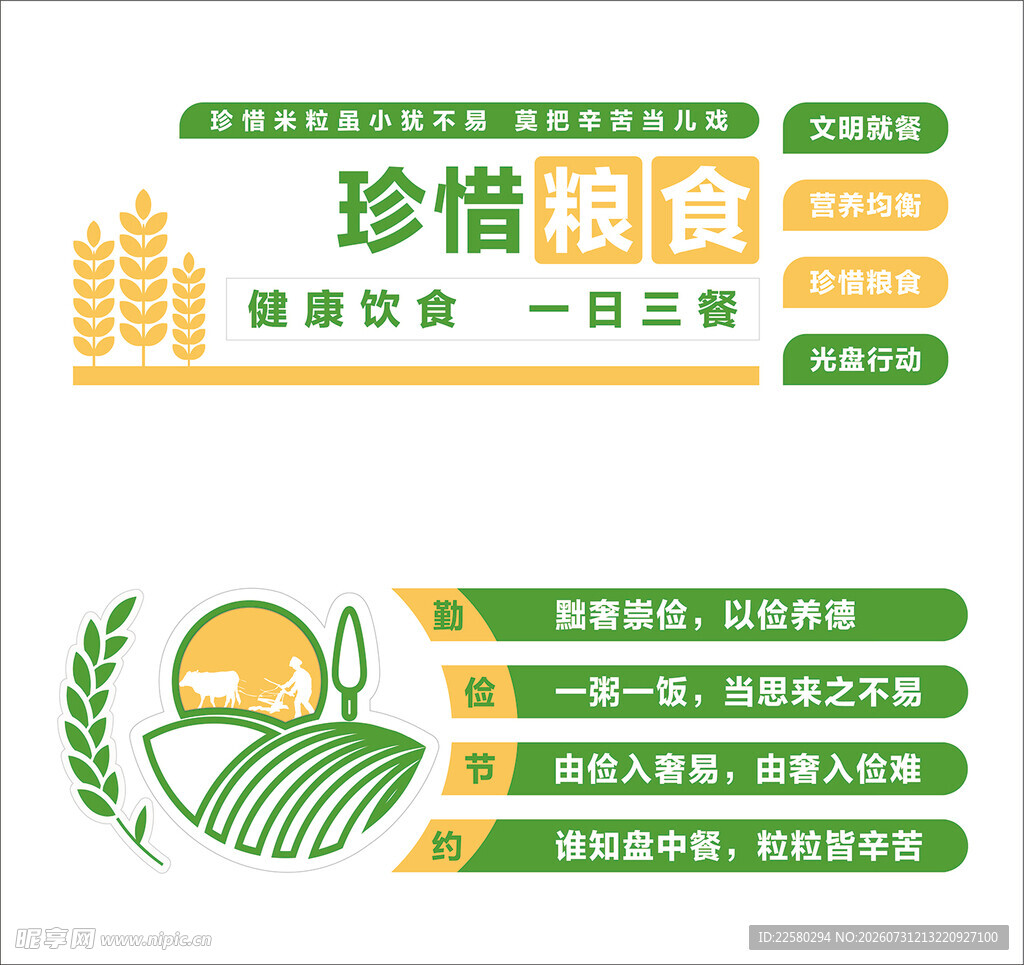爱惜粮食文化墙