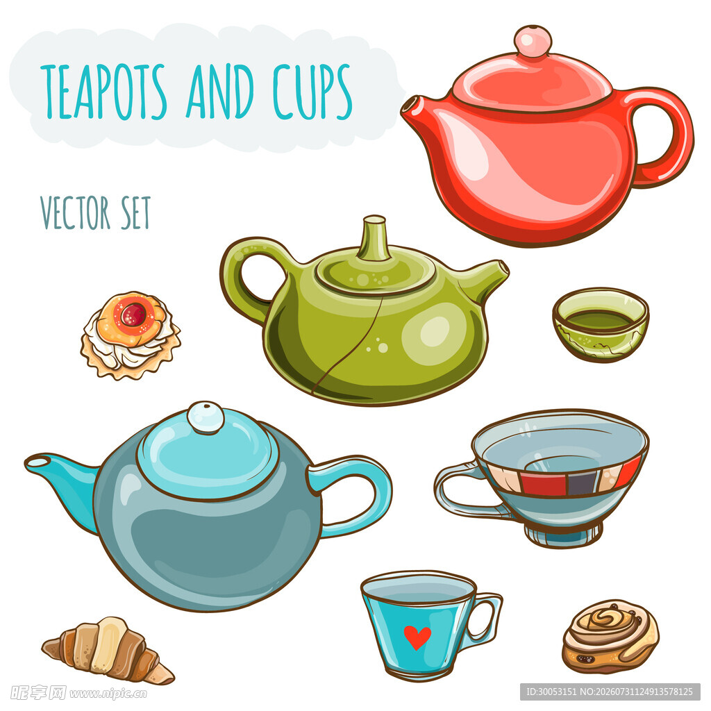 茶具与点心插画