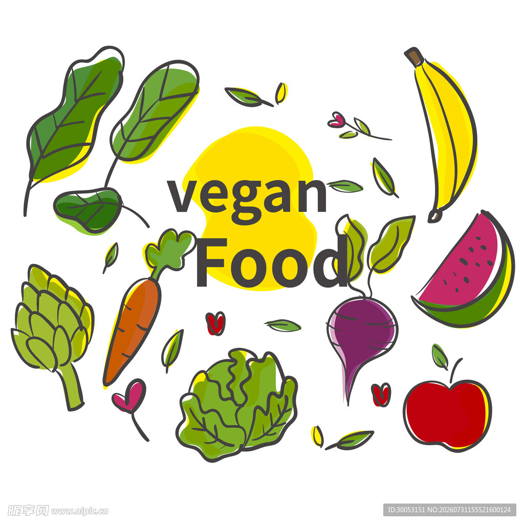 素食食物插画