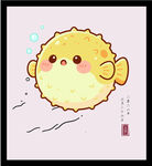 手绘矢量图插可爱卡通小海胆形象