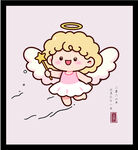 手绘矢量可爱小天使手持魔杖飞行