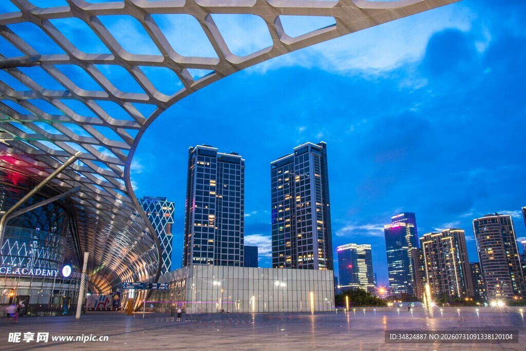 城市现代建筑夜景风光