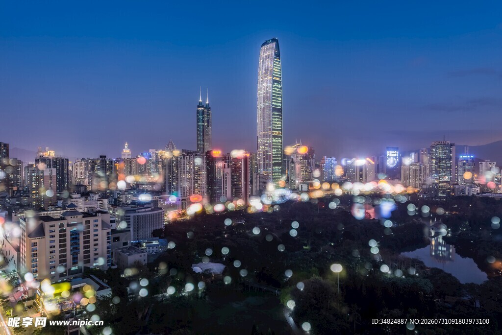 城市璀璨夜景俯瞰图