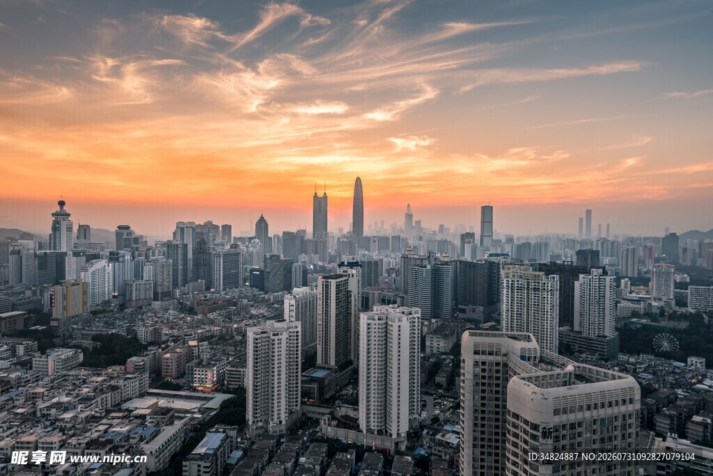 城市日落全景风光