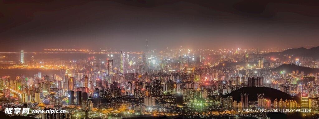 城市璀璨夜景俯瞰图