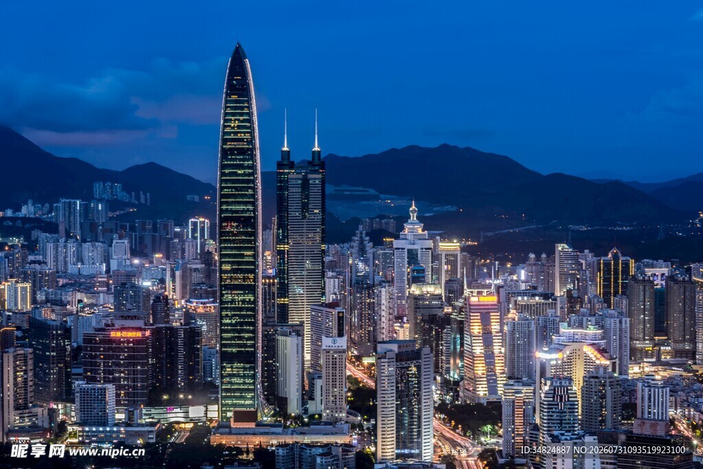 璀璨夜景城市天际线