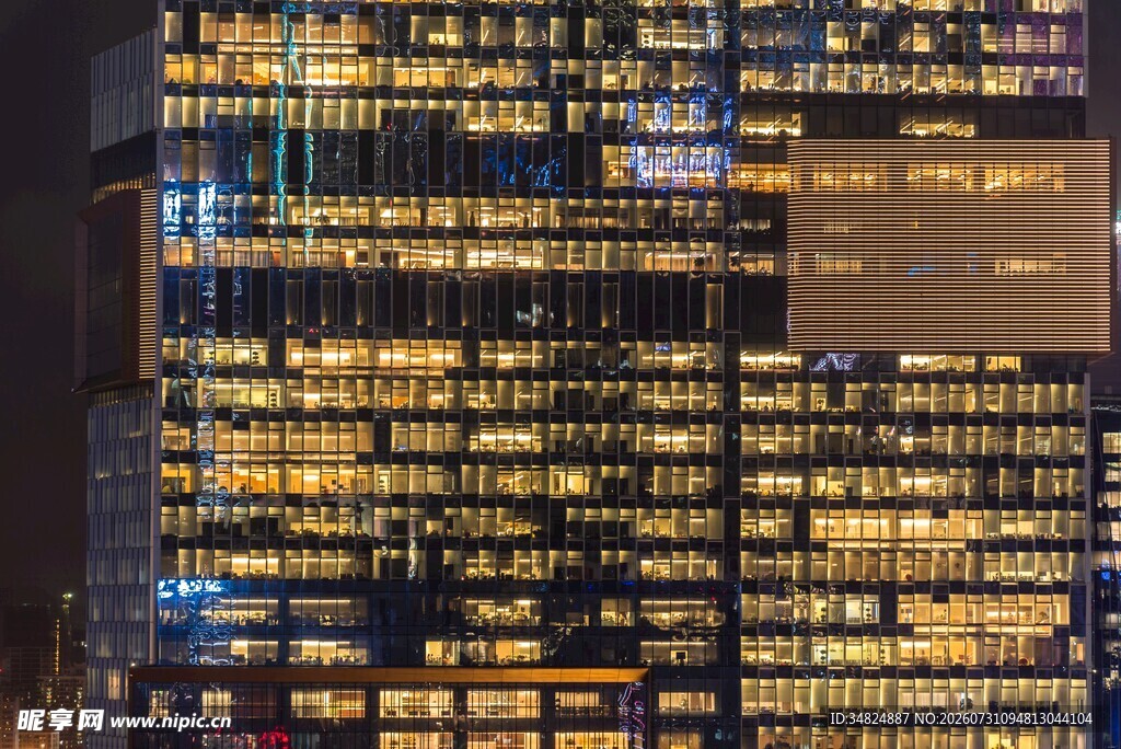城市璀璨夜景高楼灯火