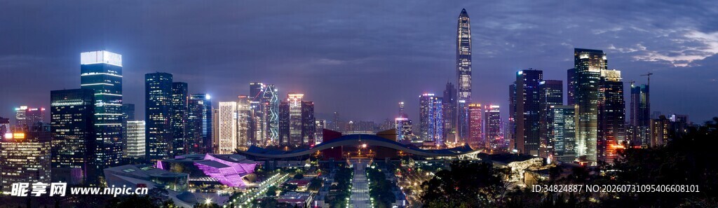 城市璀璨夜景俯瞰图