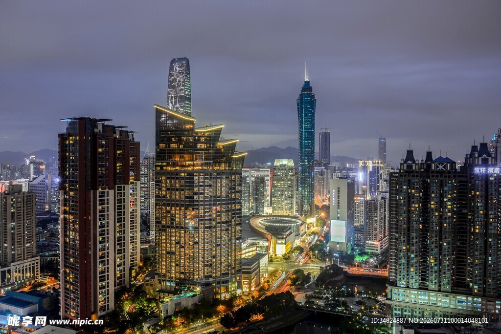 都市璀璨夜景俯瞰图
