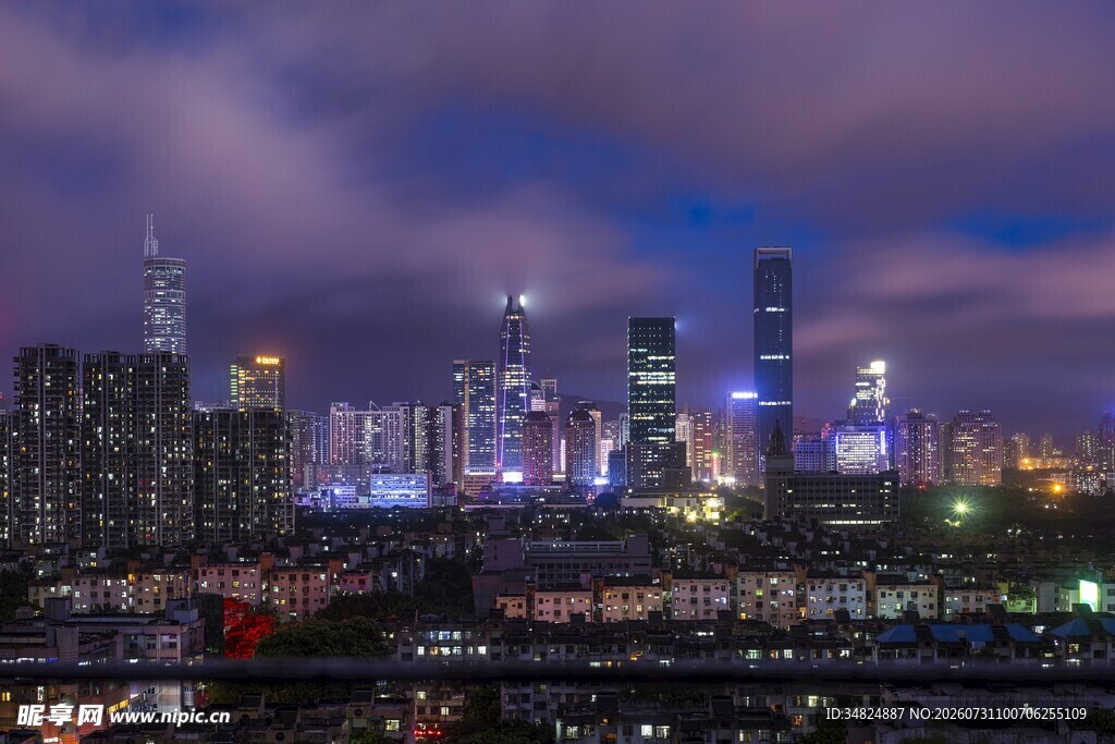 城市璀璨夜景俯瞰图