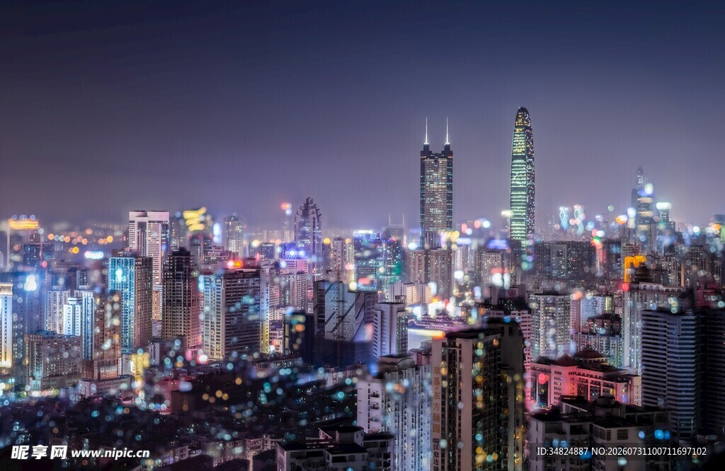 繁华都市夜景璀璨灯火
