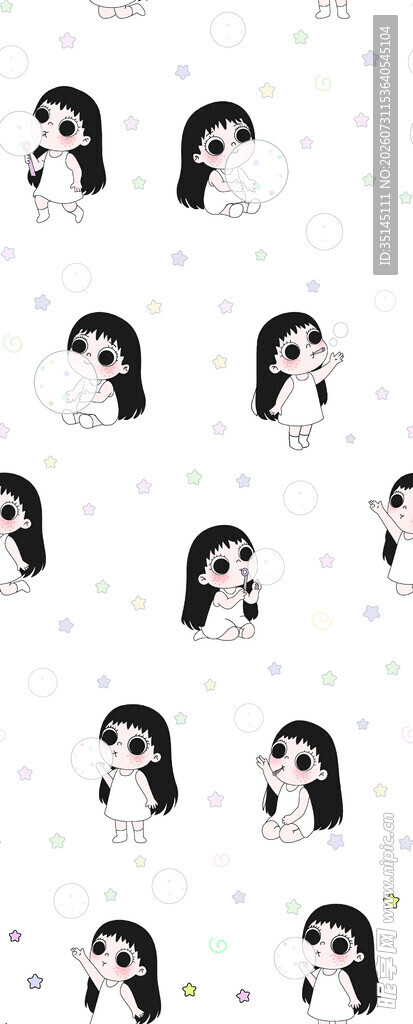 重复排列的女性头像图案