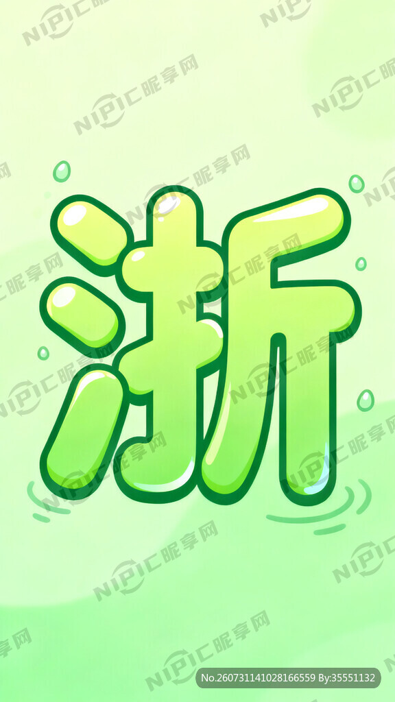 生成一个绿色的淅字的图